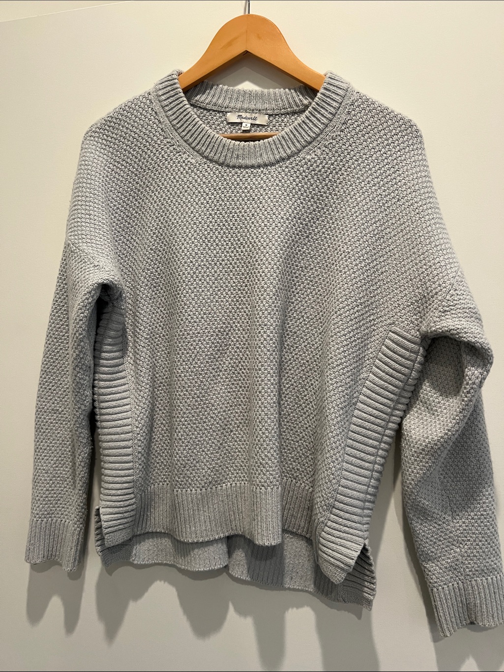 Madewell Light Gray Textured Crewneck Sweater By Madewell